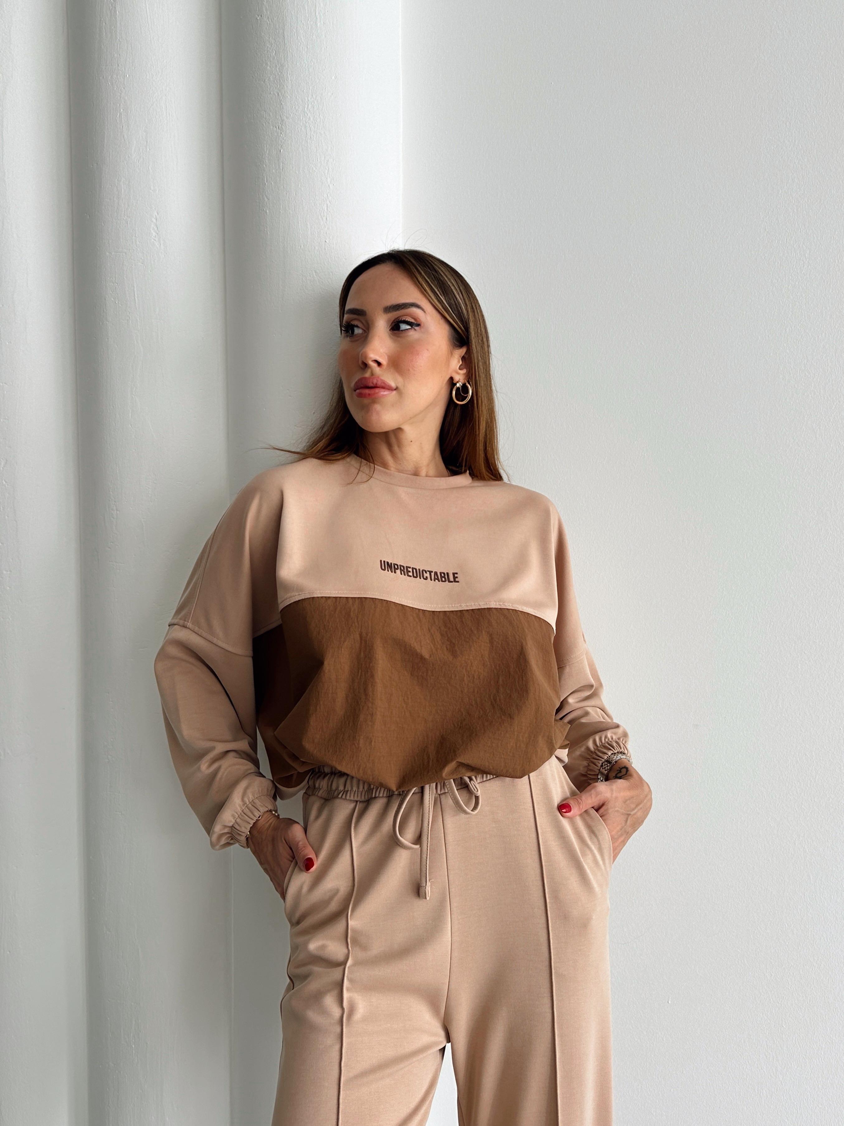 Kadın Paraşüt Detay Sweat Pantolon Vizon Modal Takım · 9