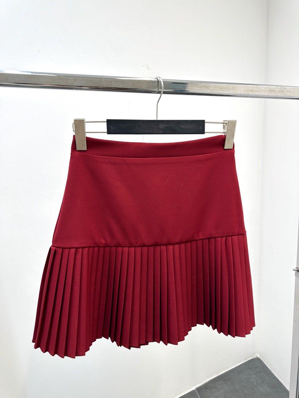 Kadın Pliseli Kısa Şık Trend Klasik Bordo Mini Etek · 3