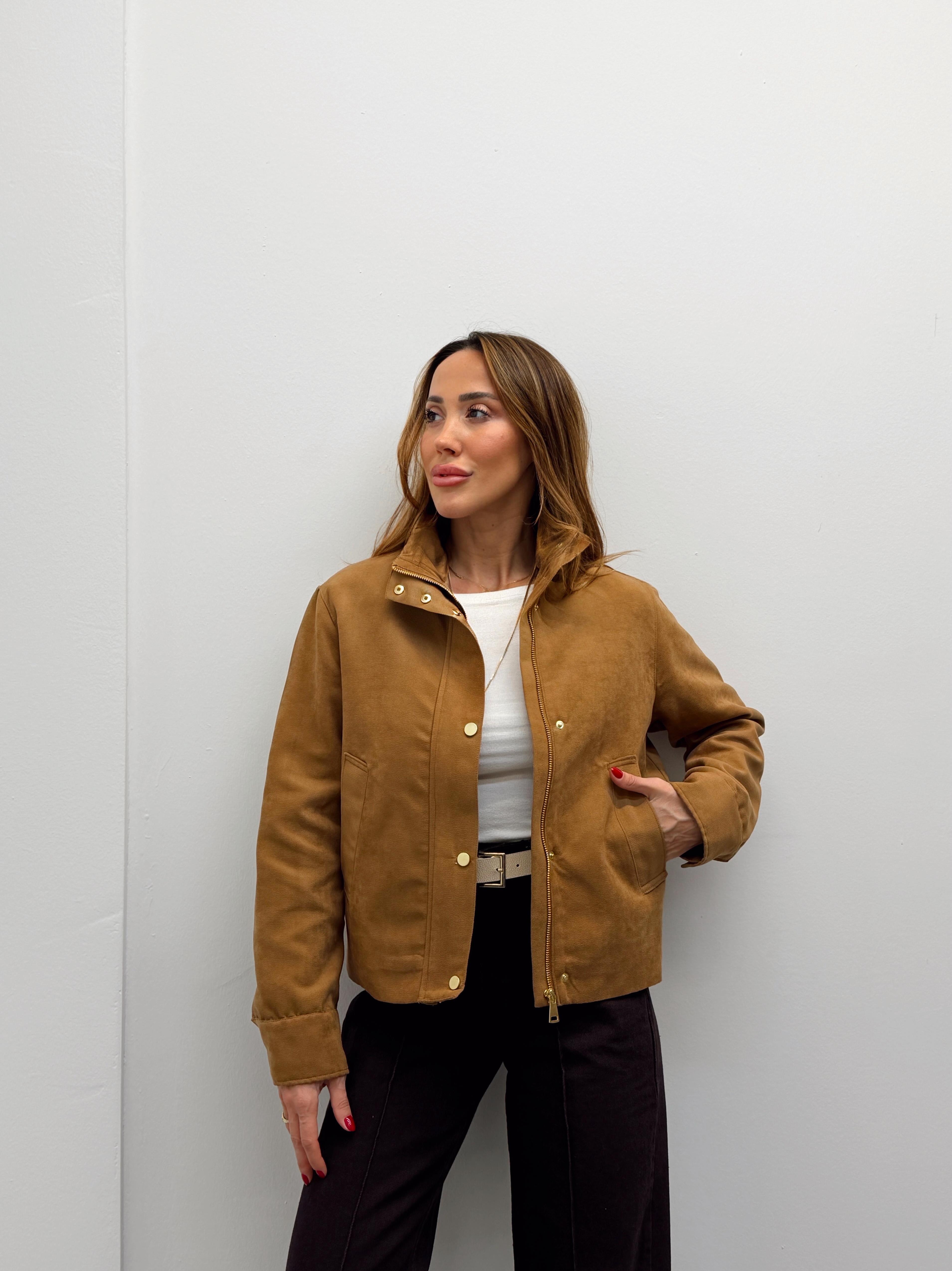 Kadın Süet Kumaş Arden Bomber Taba Ceket · 3