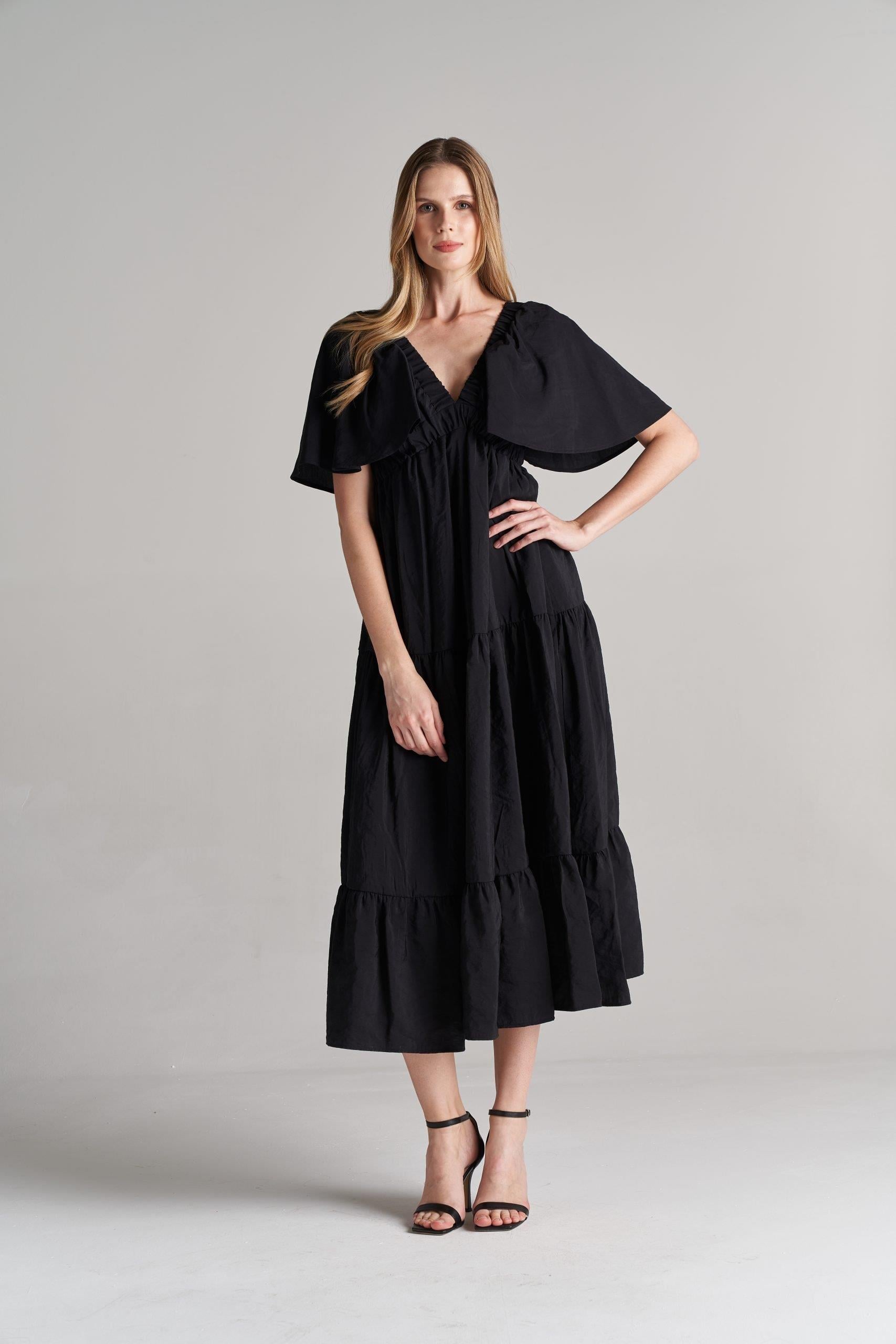 Kadın V Yaka Sırt Detaylı Elbise