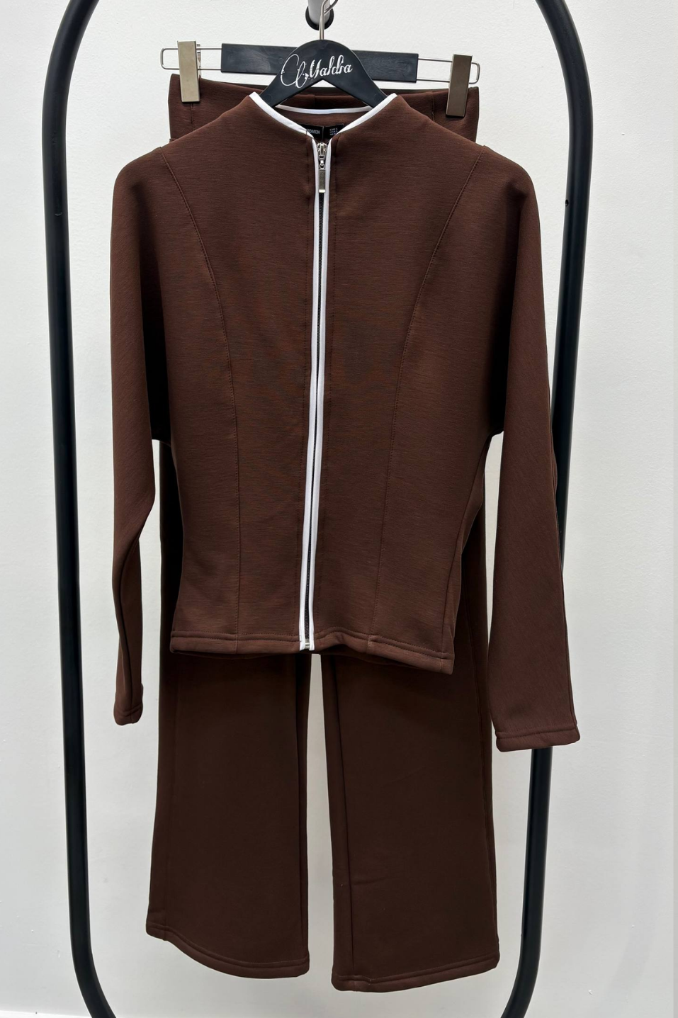 Modal Şardonlu Ceket Pantolon Kahve Takım