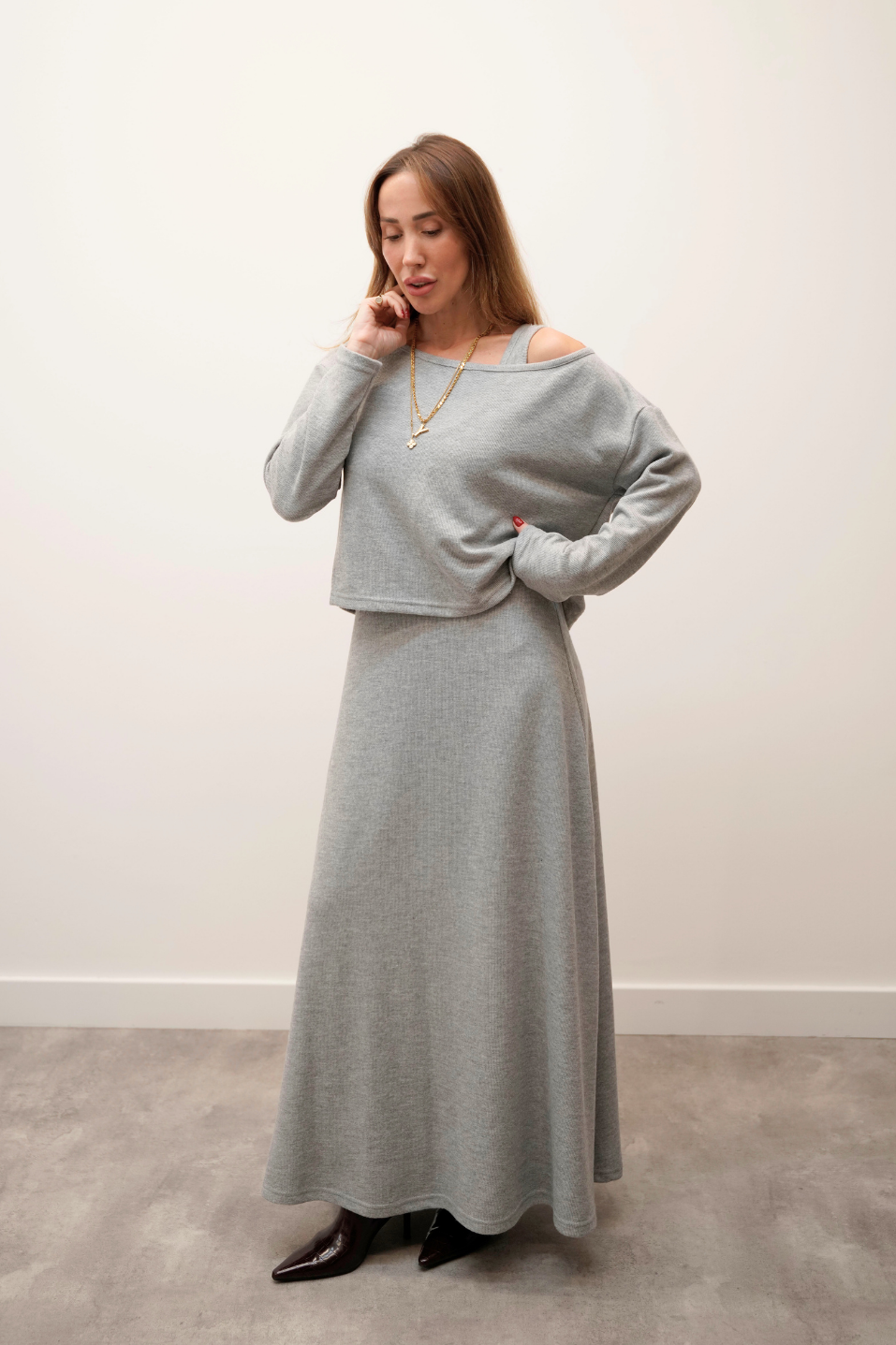 Silva Touch Gri Elbise Bluz Takım