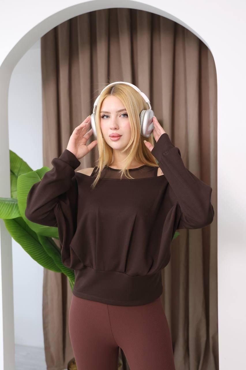 Kadın Kayık Yaka Oversize Salaş Dökümlü Modal Bluz