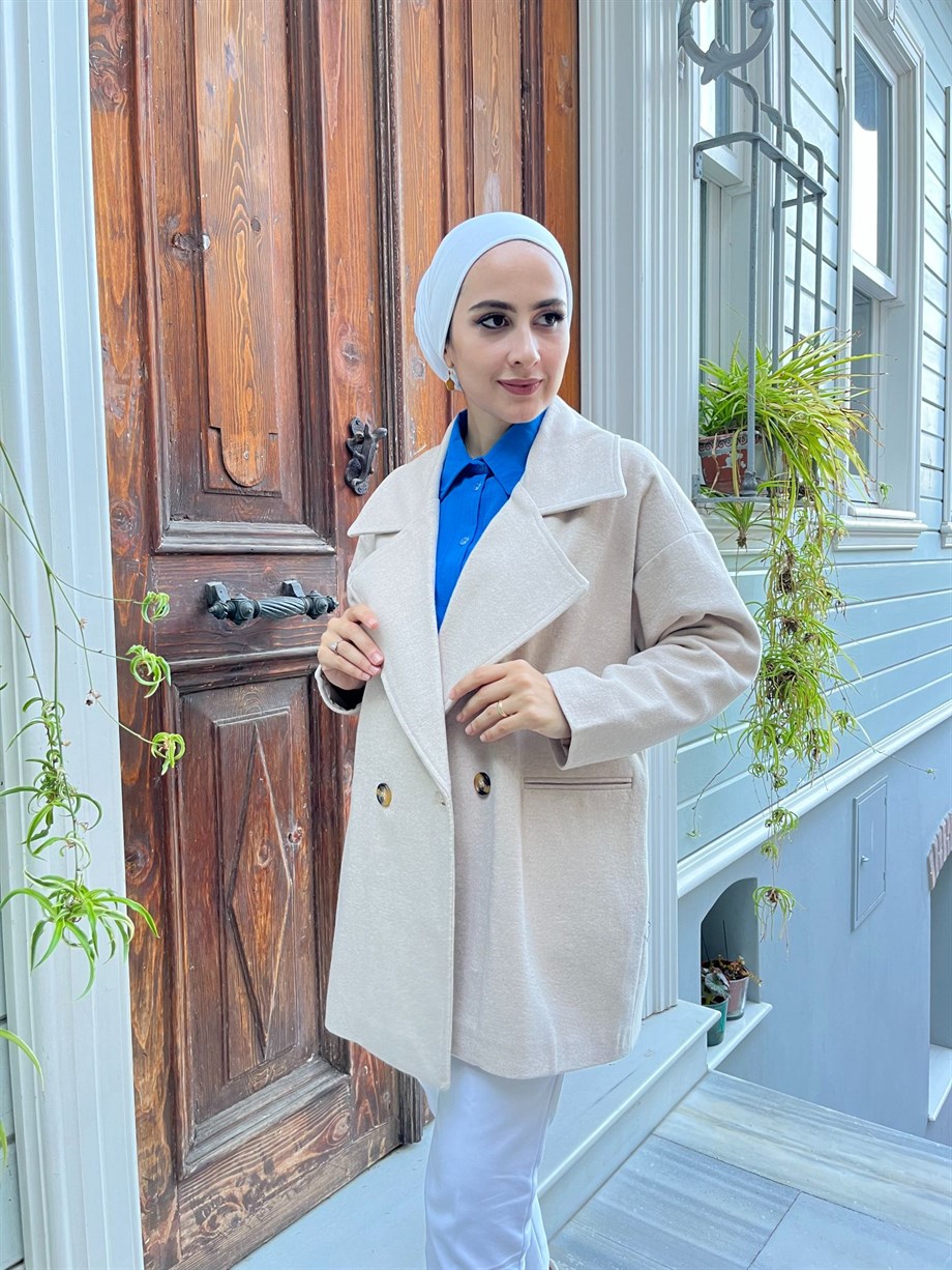 KRUVAZE KAŞE İÇİ ASTARLI KAŞE  KABAN CEKET BEJ