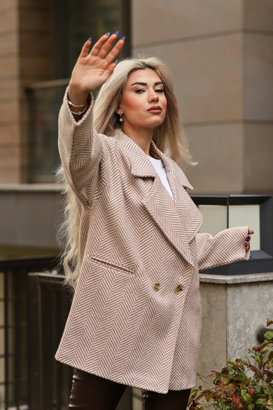 BALIK SIRTI OVERSİZE ASTARLI  KISA  KAŞE KABAN TAŞ