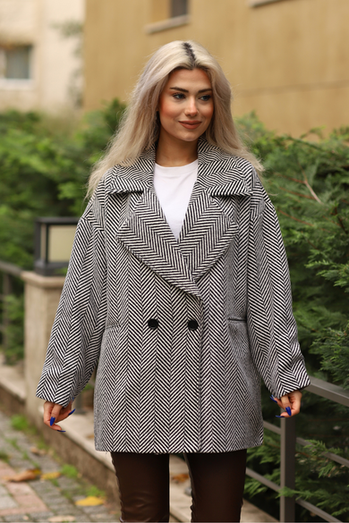 BALIK SIRTI OVERSİZE ASTARLI  KISA  KAŞE KABAN SİYAH