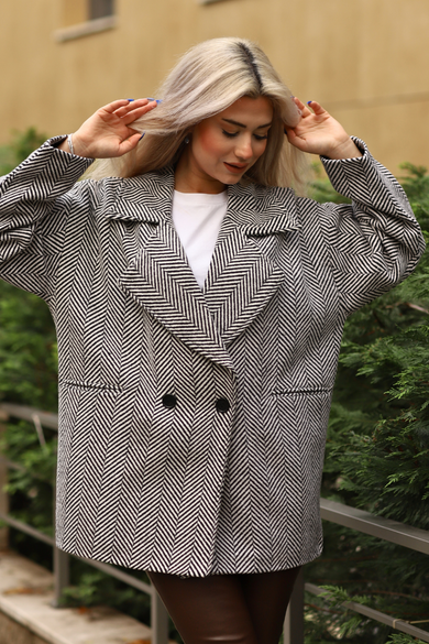 BALIK SIRTI OVERSİZE ASTARLI  KISA  KAŞE KABAN SİYAH