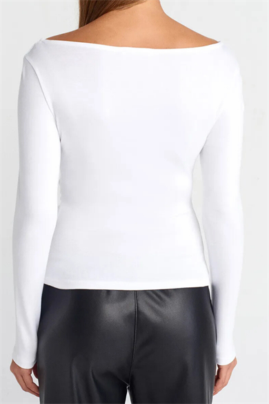 KAYIK YAKA BLUZ BEYAZ