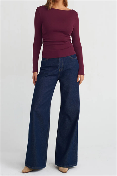 KAYIK YAKA BLUZ BORDO