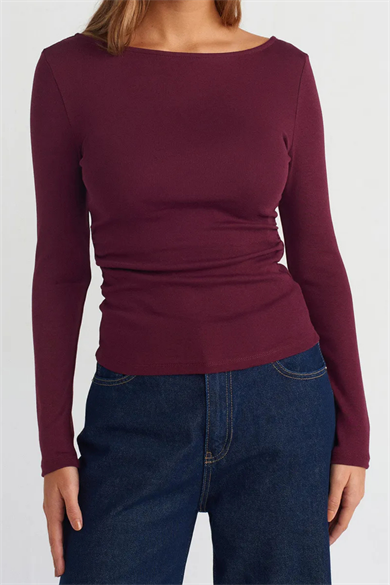KAYIK YAKA BLUZ BORDO