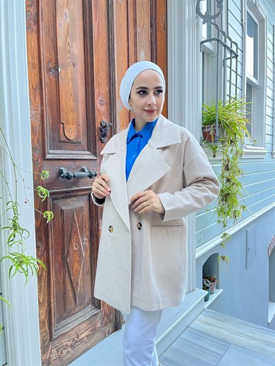 KRUVAZE KAŞE İÇİ ASTARLI KAŞE  KABAN CEKET BEJ