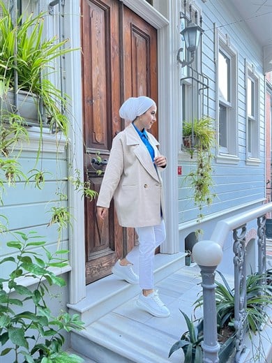 KRUVAZE KAŞE İÇİ ASTARLI KAŞE  KABAN CEKET BEJ