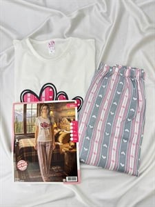 ç3012-kısa kollu pijama takımı-beyaz