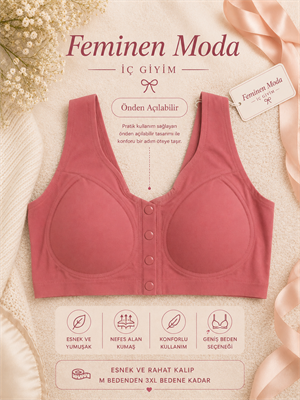 ç318-lazer kesim önden çıtçıtlı sütyen-pembe