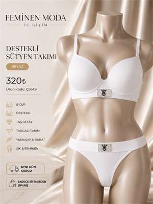 ç5649-destekli Victoria sütyen takımı-beyaz