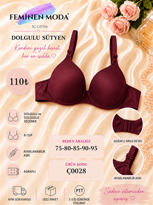 ç0028-DESTEKLİ SÜTYEN-BORDO