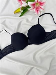 ç1317-çizgili mikro kumaş sütyen-siyah