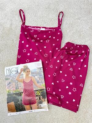 ç6607-milan kumaş şortlu pijama takımı-bordo