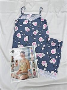 ç0010-milan kumaş şortlu ip askılı flamingo  pijama takımı-su yeşili 