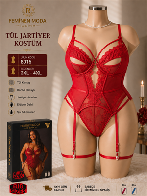 ç8016-dantelli jartiyer-bordo