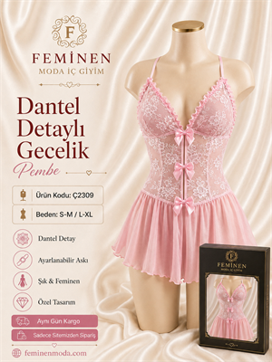 ç2309-dantelli gecelik-pembe