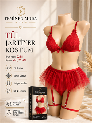 ç2211-tül jartiyer-kırmızı