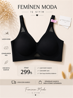 ç0097-lazer kesim sütyen-siyah
