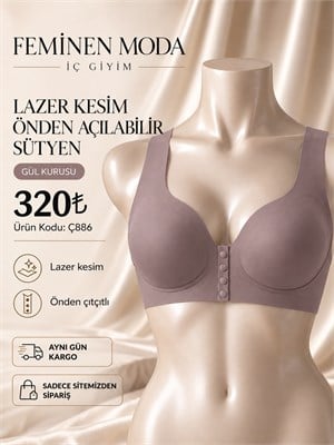 ç886 lazer kesim önden çıtçıtlı sütyen-lila