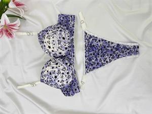 Ç1300  DESTEKLİ  KALPLİ ZEBRA DESEN SÜTYEN TAKIMI-LİLA