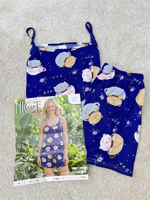 ç6611-milan kumaş şortlu pijama takımı-lacivert