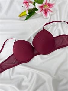 ç1317-çizgili mikro kumaş sütyen-bordo