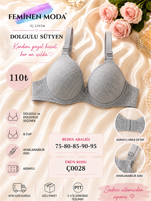 ç0028-DESTEKLİ SÜTYEN-GRİ