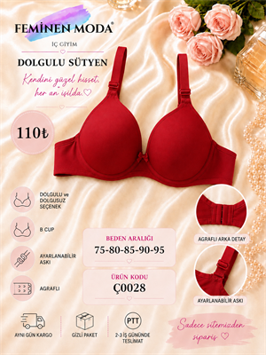 ç0028-DESTEKLİ SÜTYEN-KIRMIZI