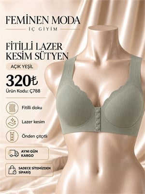 ç788 lazer kesim fitilli çıtçıtlı sütyen-yeşil