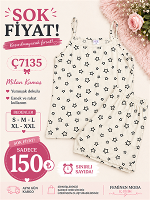 ç7135-milan kumaş gömlek yaka şortlu pijama takımı-krem