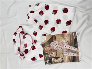 ç6962-bürümcük kumaş gömlek yaka kısa kollu pijama takımı-beyaz