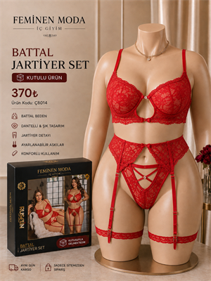 ç8014-dantelli jartiyer-kırmızı 