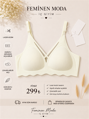 ç7899-lazer kesim fitilli sütyen-beyaz