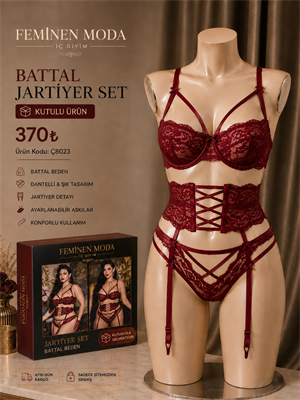 ç8023-dantelli jartiyer-bordo