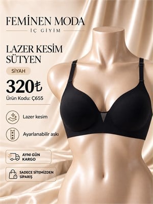 ç655  lazer kesim tül detaylı sütyen-siyah