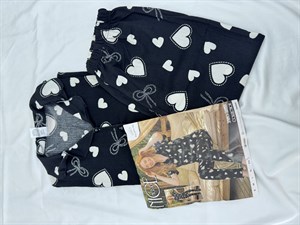ç6963-bürümcük kumaş gömlek yaka kısa kollu pijama takımı-siyah