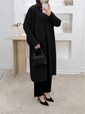 7048-soğuk iplik kumaş triko tunik-siyah