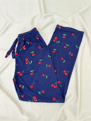 Ç9068-milan kumaş kirazlı pijama alı-lacivert