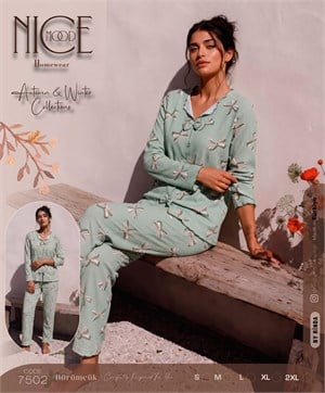 Ç7502 BÜRÜMCÜK FİYONKLU UZUN KOLLU TAKIM- YEŞİL