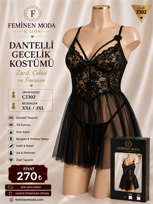 ç2302-dantelli gecelik-siyah