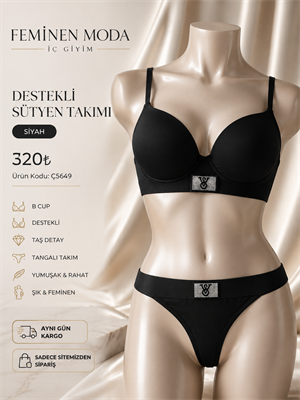 ç5649-destekli Victoria sütyen takımı-siyah
