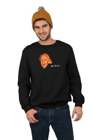 Albert Einstein Portre Temalı Baskılı Sweatshirt