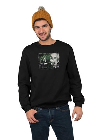 Albert Einstein Posta Pulu Baskılı Sweatshirt