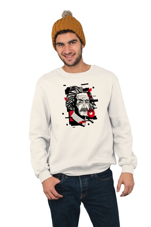 Albert Einstein Temalı Kolaj Art Baskılı Sweatshirt
