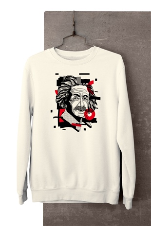 Albert Einstein Temalı Kolaj Art Baskılı Sweatshirt